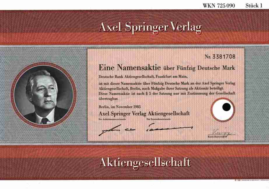 Axel Springer 1985 Hamburg Berlin Munchen Bild Horzu 50 Dm Sport Bild Frankfurt Ebay